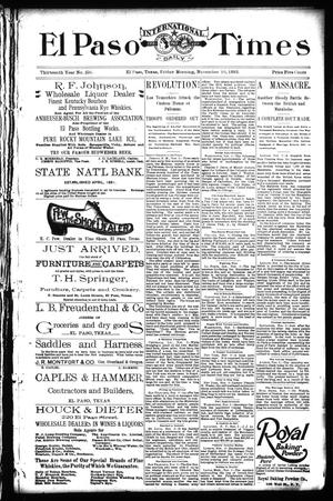 El Paso International Daily Times (El Paso, Tex.), Vol. 13, No. 256, Ed. 1 Friday, November 10, 1893