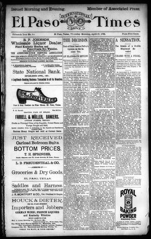 El Paso International Daily Times (El Paso, Tex.), Vol. 15, No. 98, Ed. 1 Thursday, April 25, 1895
