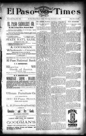 El Paso International Daily Times (El Paso, Tex.), Vol. 11, No. 275, Ed. 1 Friday, December 4, 1891