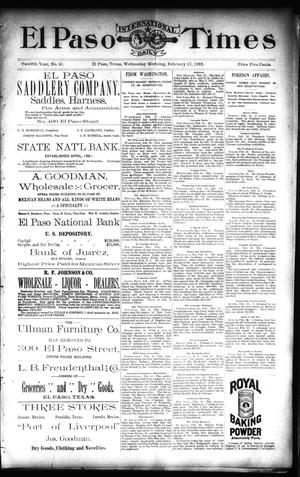 El Paso International Daily Times (El Paso, Tex.), Vol. 12, No. 41, Ed. 1 Wednesday, February 17, 1892
