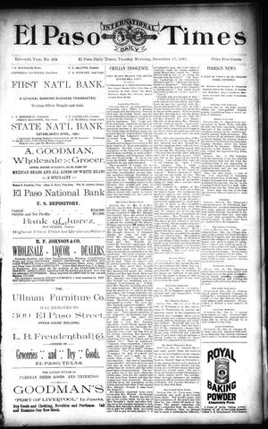 El Paso International Daily Times (El Paso, Tex.), Vol. 11, No. 284, Ed. 1 Tuesday, December 15, 1891