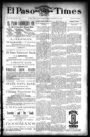 El Paso International Daily Times (El Paso, Tex.), Vol. 11, No. 211, Ed. 1 Friday, September 18, 1891