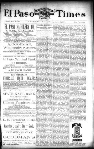 El Paso International Daily Times (El Paso, Tex.), Vol. ELEVENTH YEAR, No. 187, Ed. 1 Thursday, August 20, 1891