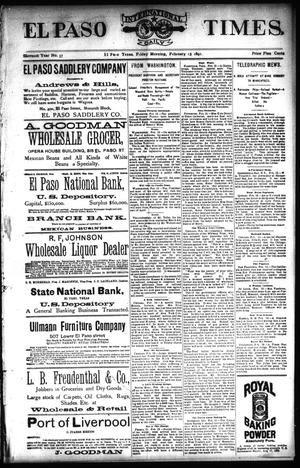 El Paso International Daily Times. (El Paso, Tex.), Vol. ELEVENTH YEAR, No. 37, Ed. 1 Friday, February 13, 1891