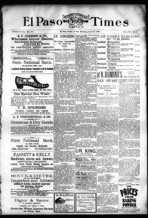 El Paso International Daily Times (El Paso, Tex.), Vol. SIXTEENTH YEAR, No. 100, Ed. 1 Friday, April 24, 1896