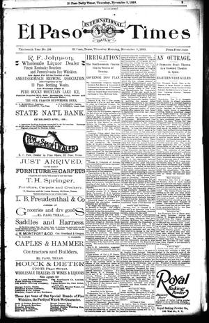 El Paso International Daily Times (El Paso, Tex.), Vol. 13, No. 255, Ed. 1 Thursday, November 9, 1893
