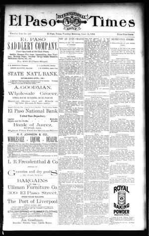 El Paso International Daily Times (El Paso, Tex.), Vol. 12, No. 138, Ed. 1 Tuesday, June 14, 1892