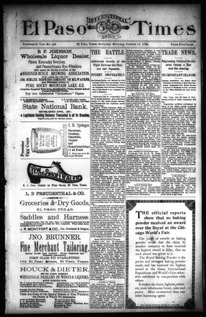 El Paso International Daily Times (El Paso, Tex.), Vol. 14, No. 255, Ed. 1 Saturday, October 27, 1894