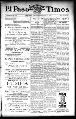 El Paso International Daily Times (El Paso, Tex.), Vol. 12, No. 216, Ed. 1 Friday, September 16, 1892