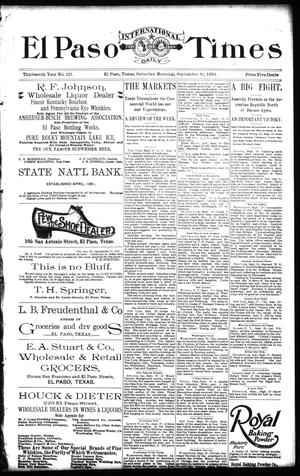 El Paso International Daily Times (El Paso, Tex.), Vol. 13, No. 221, Ed. 1 Saturday, September 30, 1893