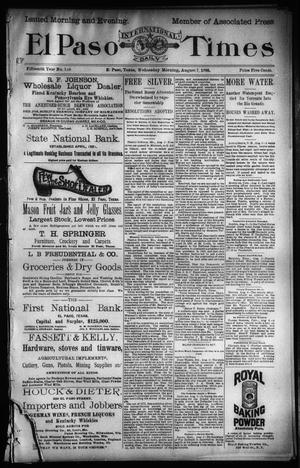 El Paso International Daily Times (El Paso, Tex.), Vol. Fifteenth Year, No. 186, Ed. 1 Wednesday, August 7, 1895