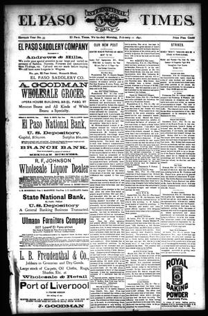 El Paso International Daily Times. (El Paso, Tex.), Vol. ELEVENTH YEAR, No. 35, Ed. 1 Wednesday, February 11, 1891
