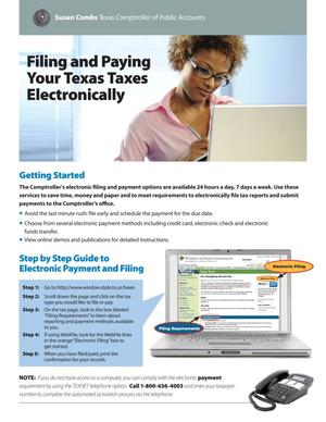 Primary view of object titled 'Filing and Paying Your Texas Taxes Electronically'.