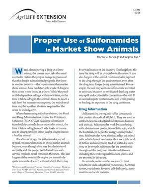 Primary view of object titled 'Proper Use of Sulfonamides in Market Show Animals'.