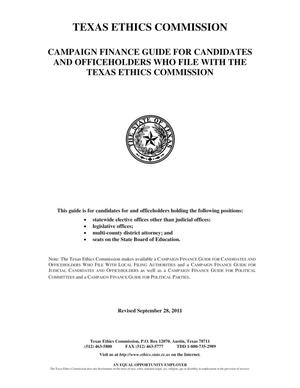 Campaign Finance Guide for Candidates and Officeholders Who File with the Texas Ethics Commission