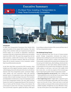 It's About Time: Investing in Transportation to Keep Texas Economically Competitive, Executive Summary