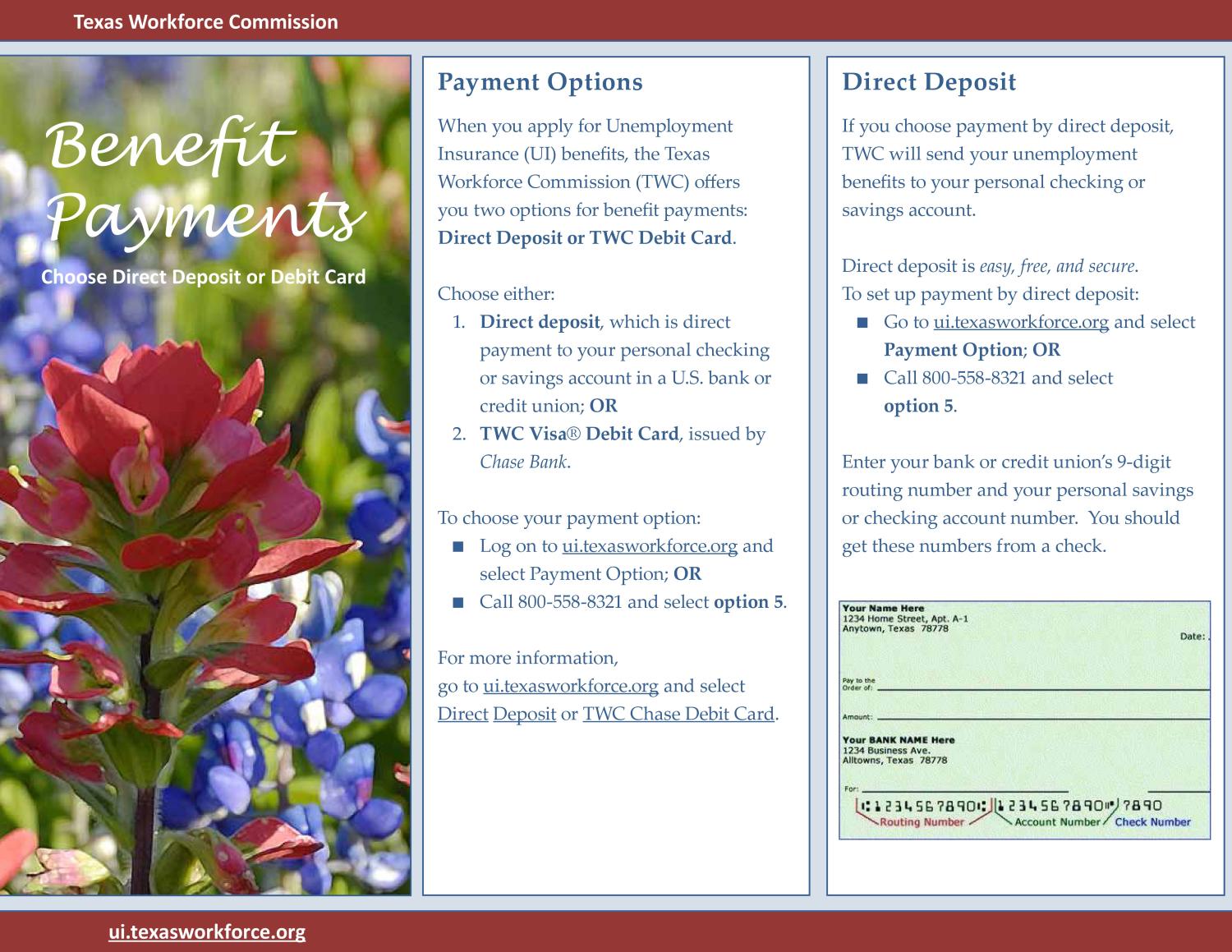 Benefit Payments Choose Direct Deposit Or Debit Card The Portal To Texas History