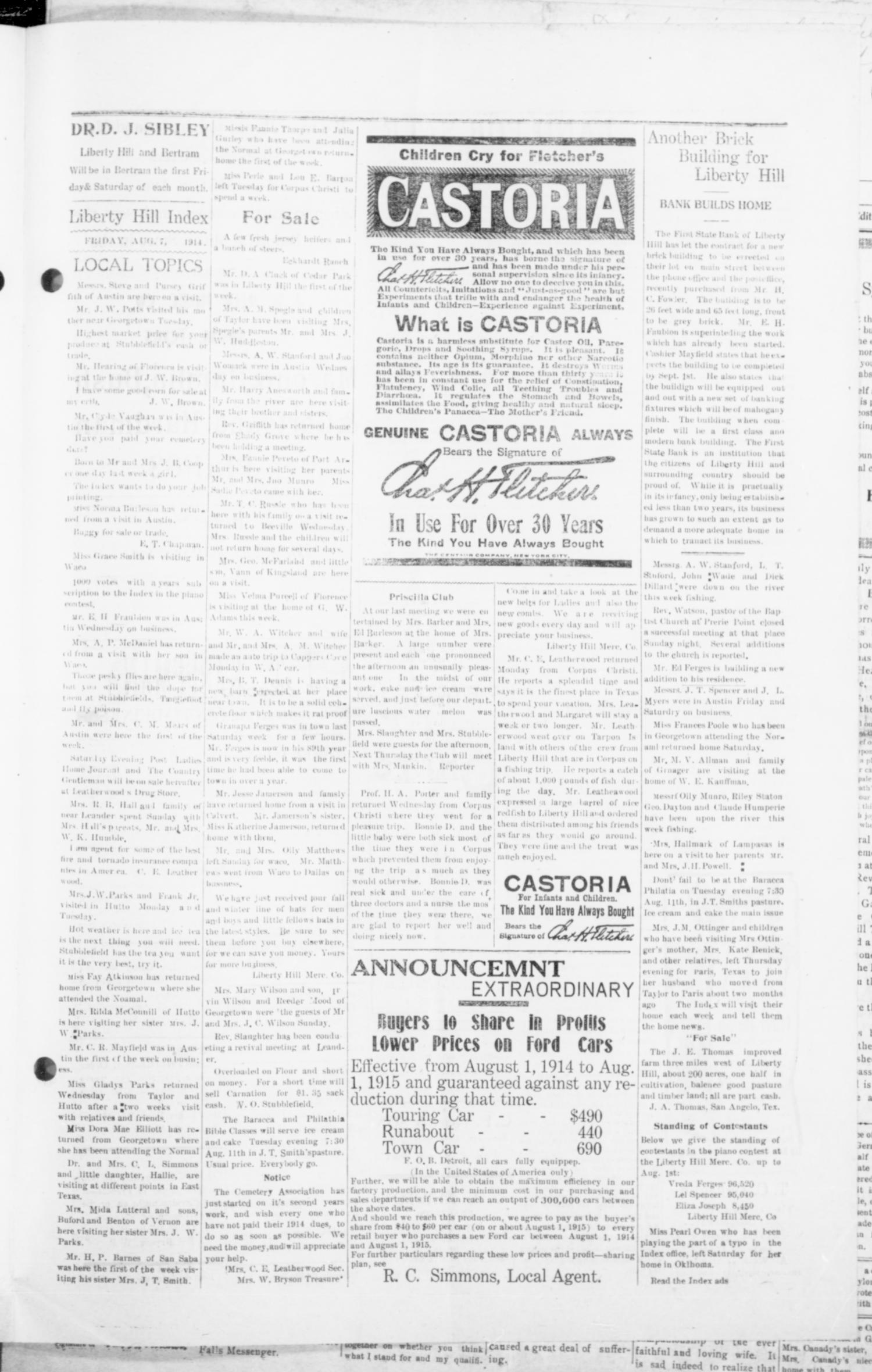 The Liberty Hill Index (Liberty Hill, Tex.), Vol. 17, No. 21, Ed. 1 Friday, August 7, 1914
                                                
                                                    [Sequence #]: 3 of 4
                                                