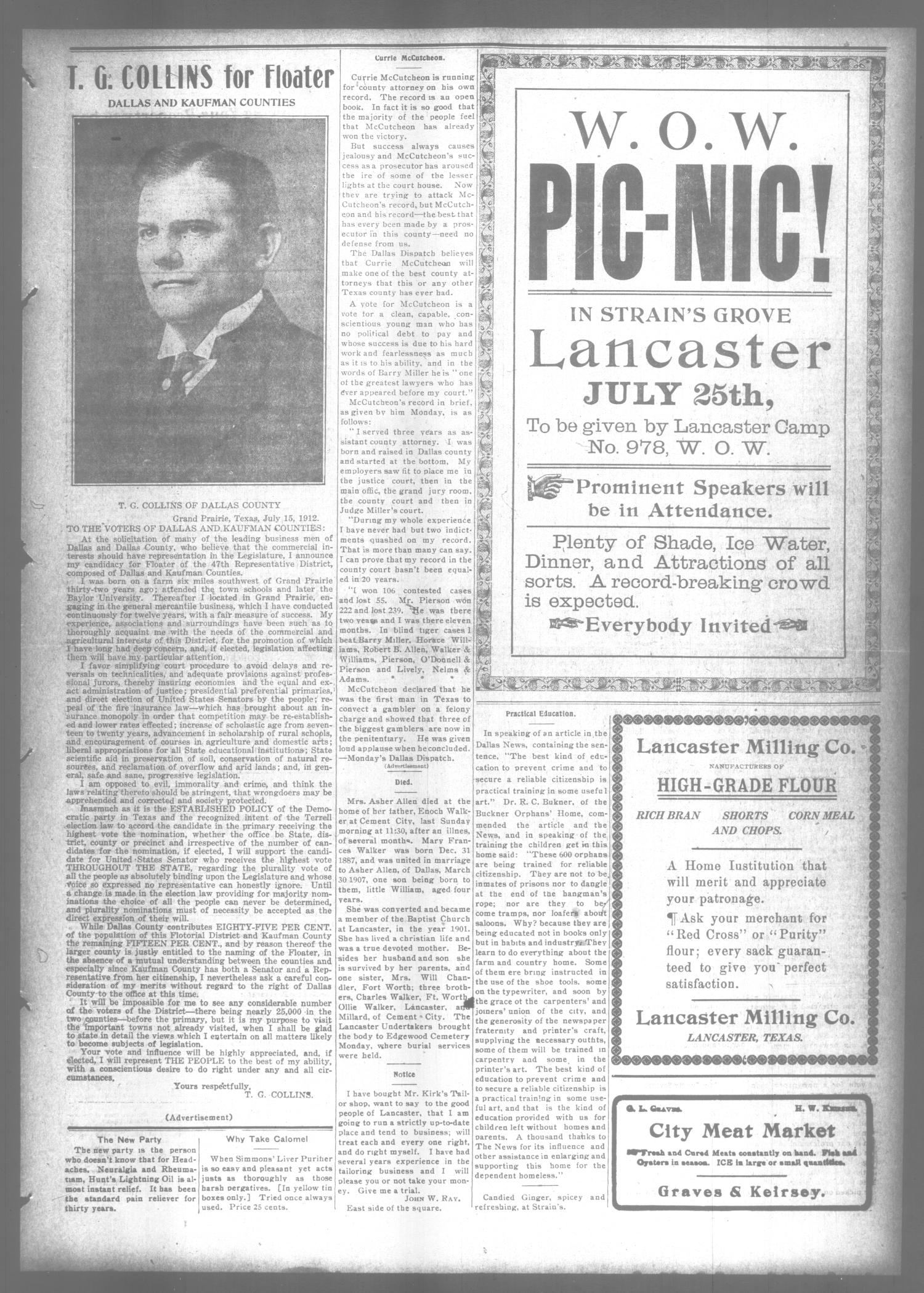 The Lancaster Herald. (Lancaster, Tex.), Vol. 26, No. 25, Ed. 1 Friday, July 19, 1912
                                                
                                                    [Sequence #]: 3 of 8
                                                