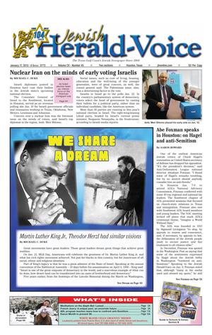 Jewish Herald-Voice (Houston, Tex.), Vol. 105, No. 45, Ed. 1 Thursday, January 17, 2013