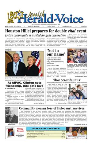 Jewish Herald-Voice (Houston, Tex.), Vol. 101, No. 55, Ed. 1 Thursday, March 25, 2010