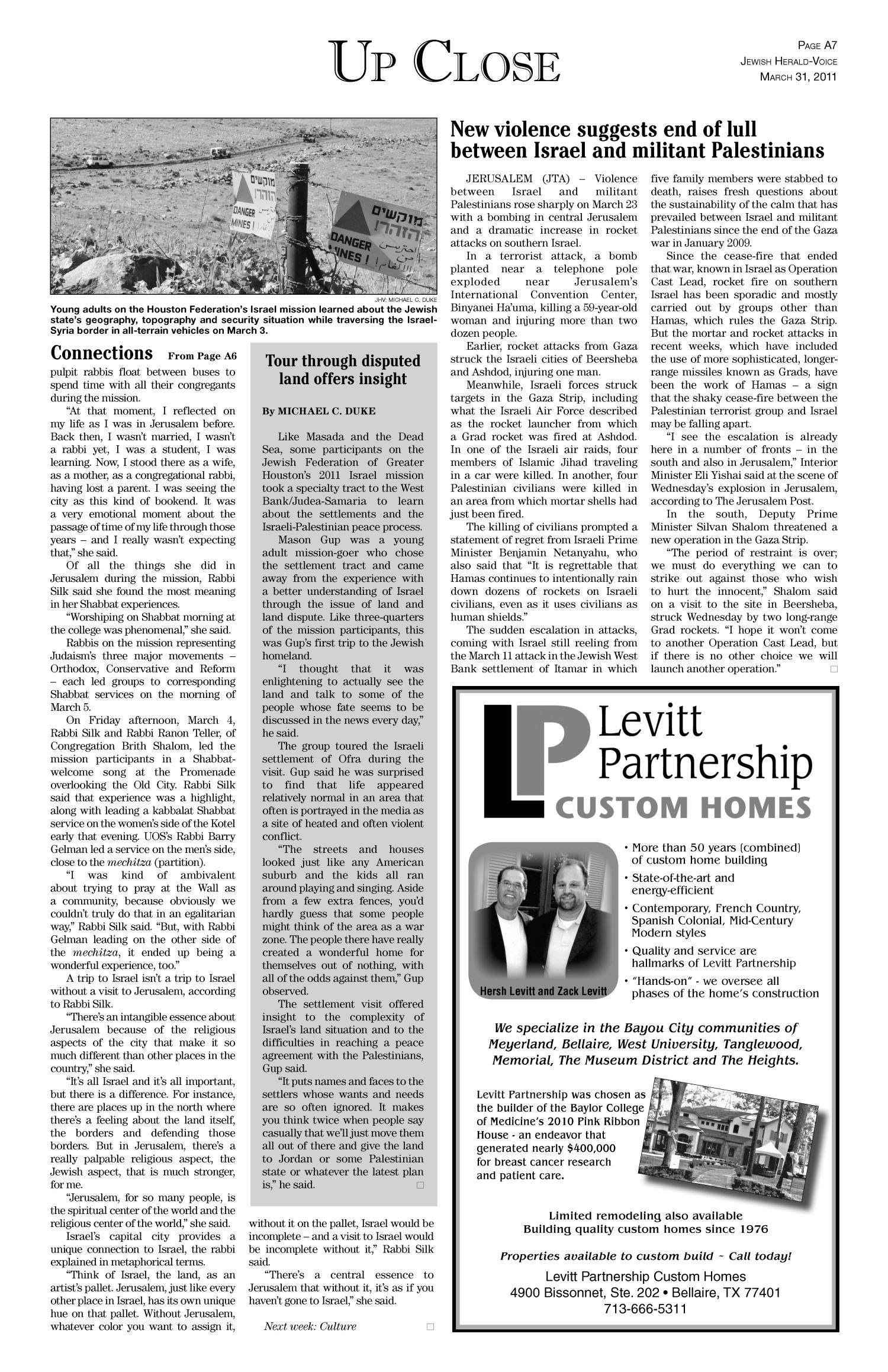 Jewish Herald-Voice (Houston, Tex.), Vol. 102, No. 58, Ed. 1 Thursday, March 31, 2011
                                                
                                                    [Sequence #]: 7 of 40
                                                