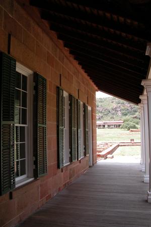 Fort Davis,  Commanding Officer's Quarters, view of back porch and Post Hospital