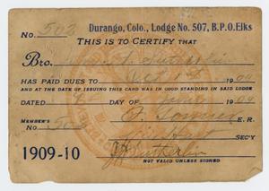 Primary view of object titled '[Elk Lodge Membership Card]'.