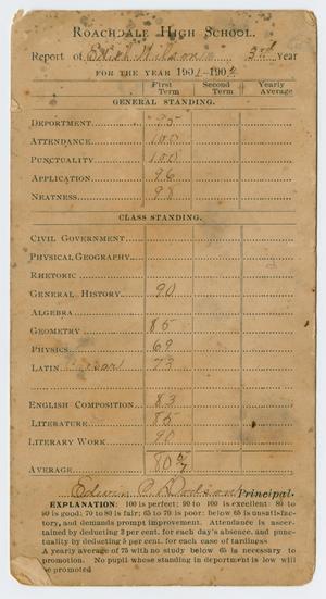 Primary view of object titled '[Report Card for Edith Wilson]'.
