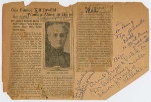 Primary view of object titled '[News Clippings: Deaths of Mrs. Edwards and Mrs. Dodd]'.