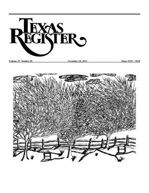 Primary view of object titled 'Texas Register, Volume 39, Number 48, Pages 9293-9430, November 28, 2014'.