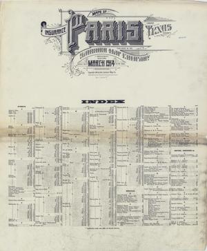 Primary view of object titled 'Paris 1914 - Index'.