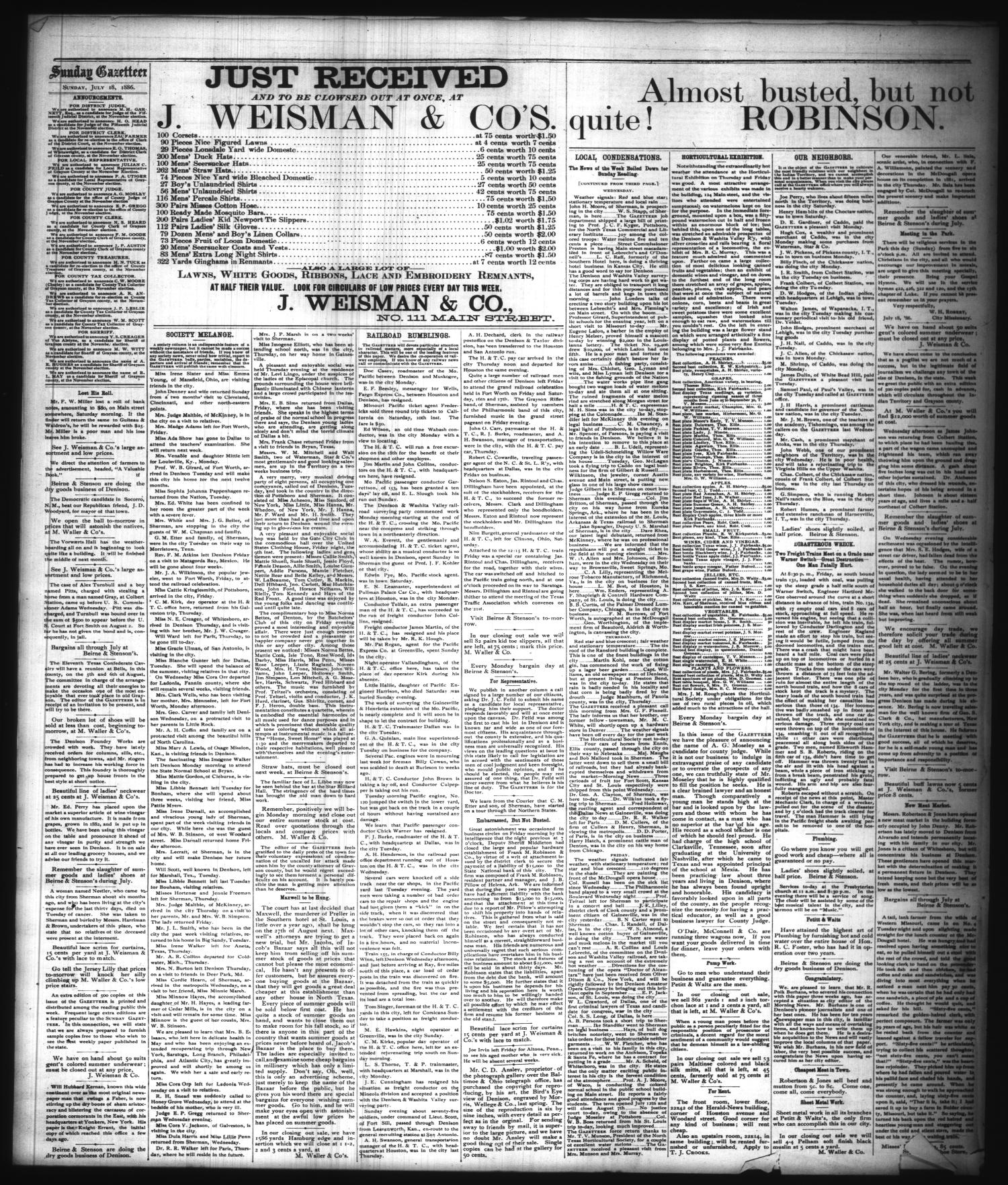 The Sunday Gazetteer. (Denison, Tex.), Vol. 5, No. 12, Ed. 1 Sunday, July 18, 1886
                                                
                                                    [Sequence #]: 4 of 4
                                                