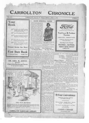 Carrollton Chronicle (Carrollton, Tex.), Vol. 16, No. 22, Ed. 1 Friday, April 2, 1920