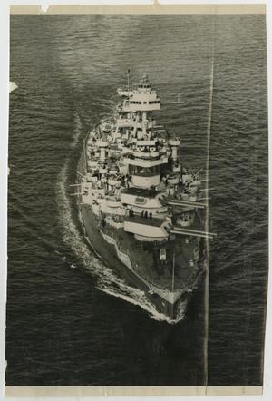 [Photograph of U.S.S. Texas from the Air]