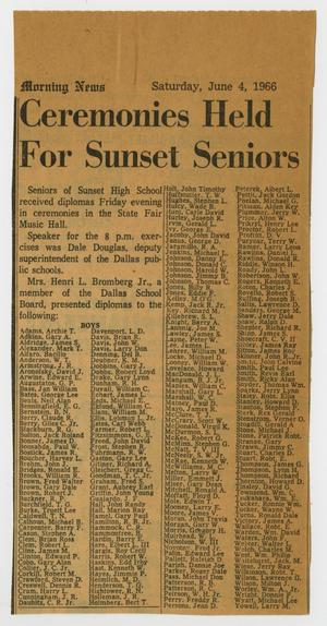 Primary view of object titled 'Ceremonies Held For Sunset Seniors'.