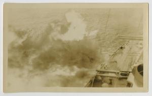 [Photograph of U.S.S. Texas Turret During Battle Practice]