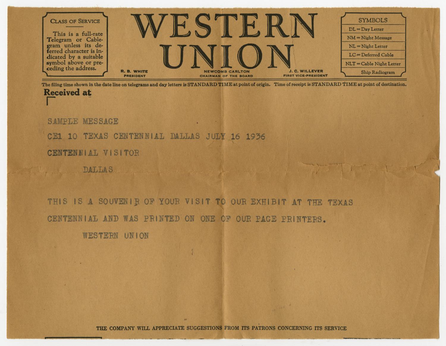 Western Union Telegram And Telegraph Company Sign