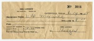 [Receipt from Drs. Lowrey to U. D. Maxwell, 1948]