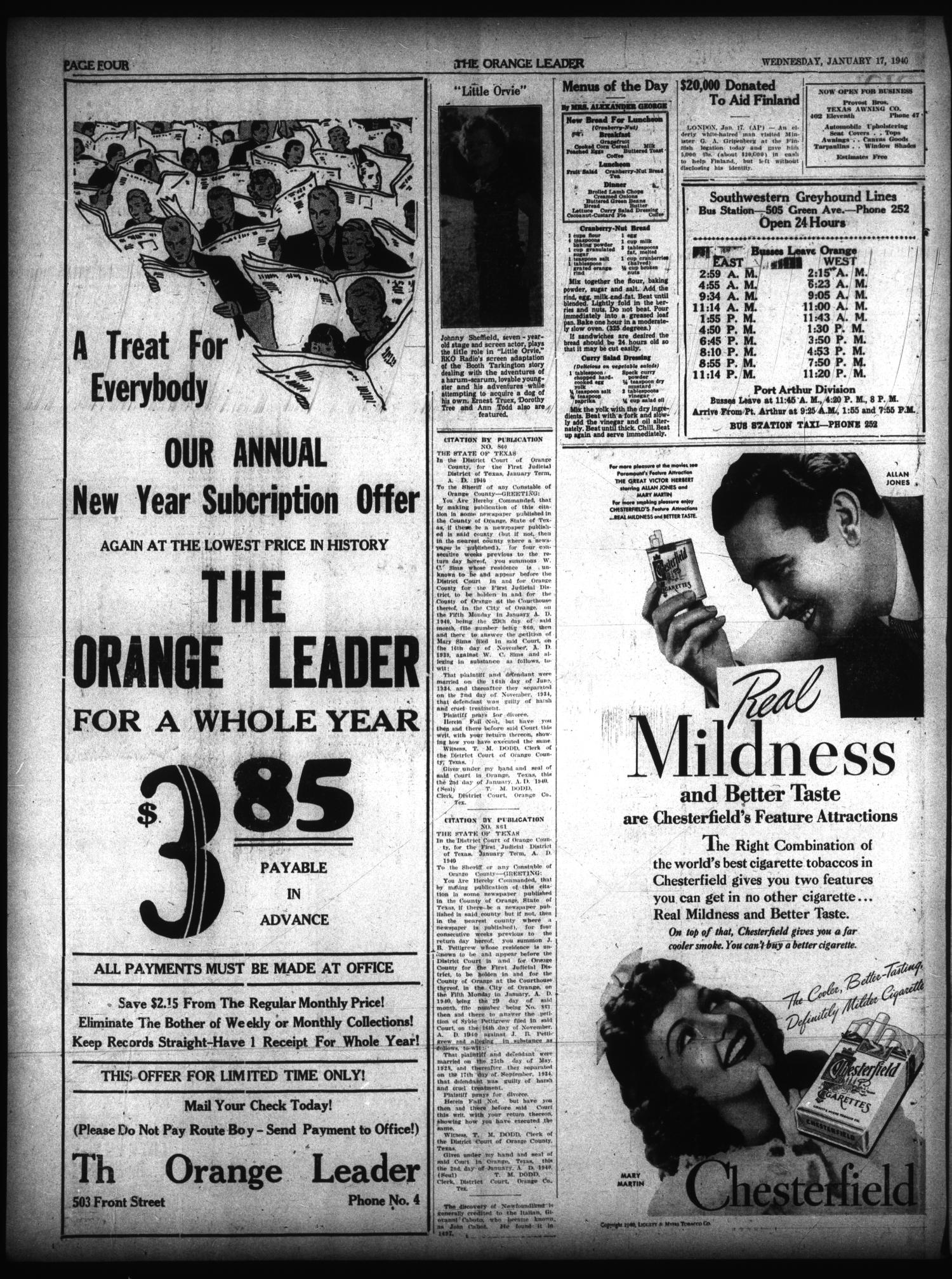 The Orange Leader (Orange, Tex.), Vol. 27, No. 14, Ed. 1 Wednesday, January 17, 1940
                                                
                                                    [Sequence #]: 4 of 4
                                                