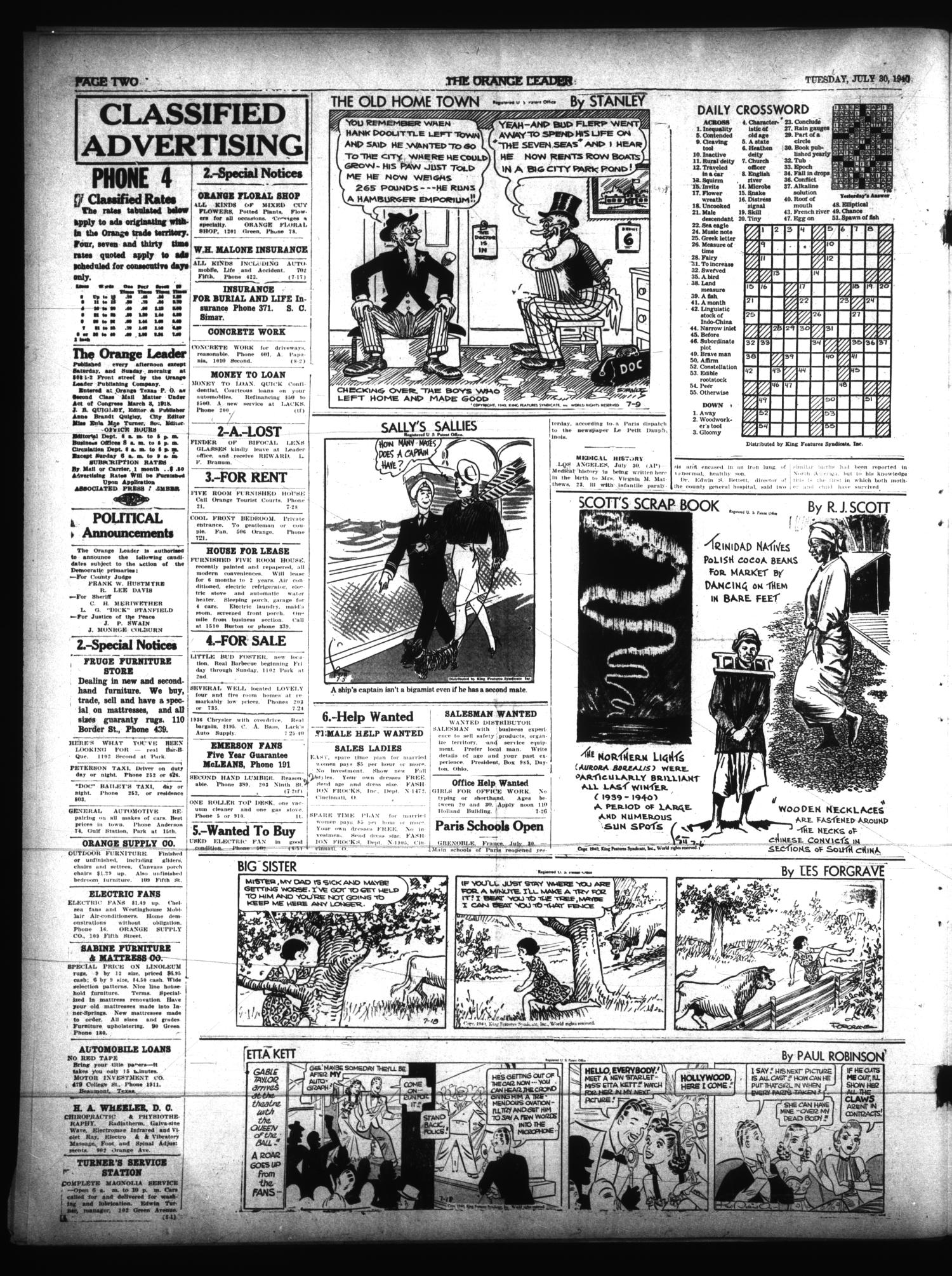 The Orange Leader (Orange, Tex.), Vol. 27, No. 184, Ed. 1 Tuesday, July 30, 1940
                                                
                                                    [Sequence #]: 2 of 4
                                                
