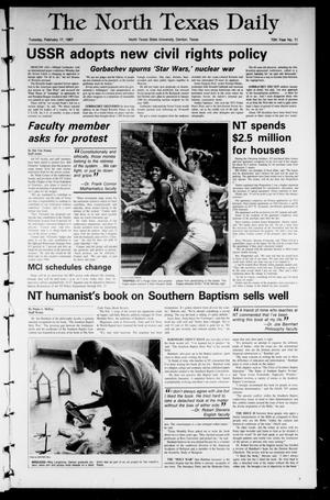 The North Texas Daily (Denton, Tex.), Vol. 70, No. 71, Ed. 1 Tuesday, February 17, 1987