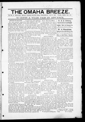 Primary view of object titled 'The Omaha Breeze. (Omaha, Tex.), Vol. 12, No. 31, Ed. 1 Wednesday, May 6, 1908'.