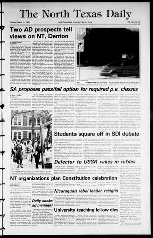 The North Texas Daily (Denton, Tex.), Vol. 70, No. 83, Ed. 1 Tuesday, March 10, 1987