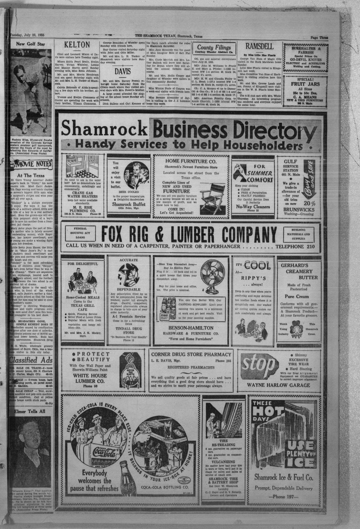 The Shamrock Texan (Shamrock, Tex.), Vol. 32, No. 65, Ed. 1 Tuesday, July 23, 1935
                                                
                                                    [Sequence #]: 3 of 4
                                                