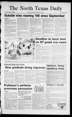 The North Texas Daily (Denton, Tex.), Vol. 71, No. 73, Ed. 1 Thursday, February 18, 1988