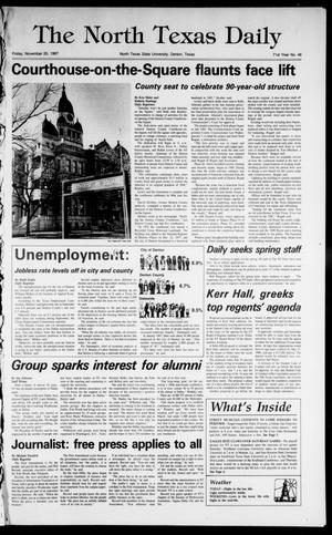 The North Texas Daily (Denton, Tex.), Vol. 1, No. 2, Ed. 1 Friday, November 20, 1987