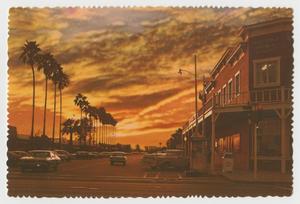 Primary view of object titled '[Postcard of Sunset on West Main Street in Scottsdale]'.