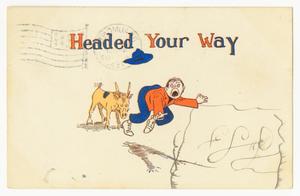 [Postcard of Man Pushed by a Goat]