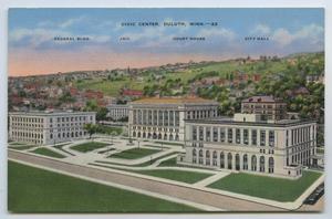 Primary view of object titled '[Postcard of Duluth Civic Center]'.